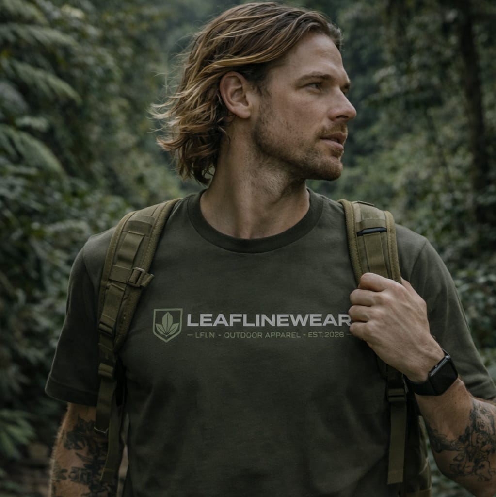 Leaflinewear® Core Logo Tee – Organic Unisex Outdoor Essential