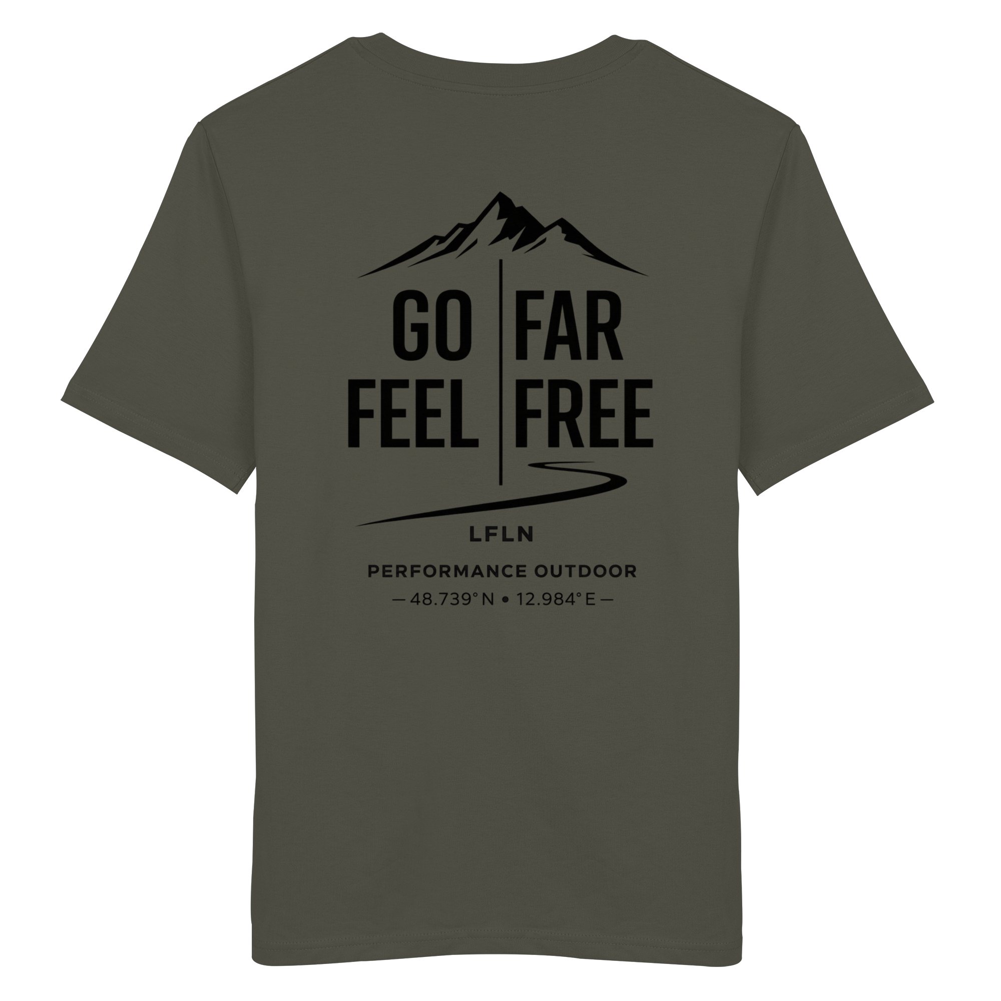 Leaflinewear® GO FAR FEEL FREE –  Unisex Performance Backprint - Organic Shirt